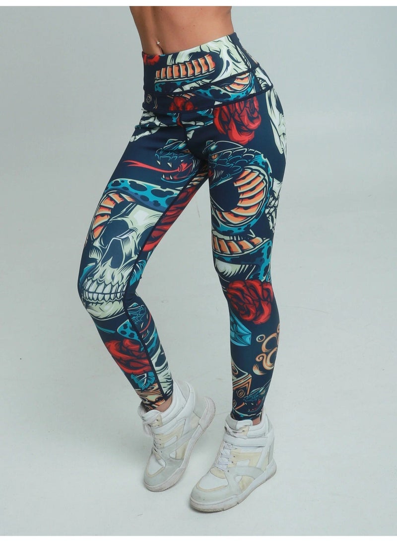 iamfighter Women’s Colorful Skull Compression Pants – High-Waist Performance Leggings for Gym, Yoga, MMA & Fitness Training - Image 4